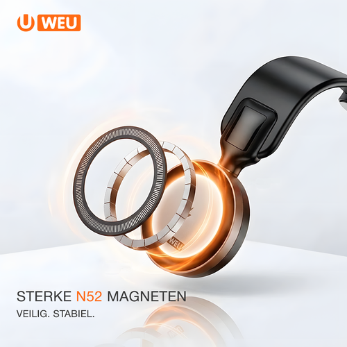 WEU® Magnetische Autohouder met Draadloos Opladen 15W – MagSafe Telefoonhouder Auto – 360° Draaibaar – Dashboard Telefoonhouder – Geschikt voor iPhone & Qi Smartphones