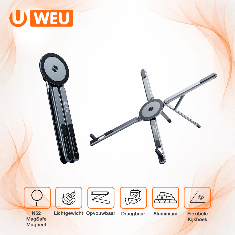 WEU® MAGFOLD 3-in-1 Magnetic Stand – Laptop & Phone Holder Adjustable 360°