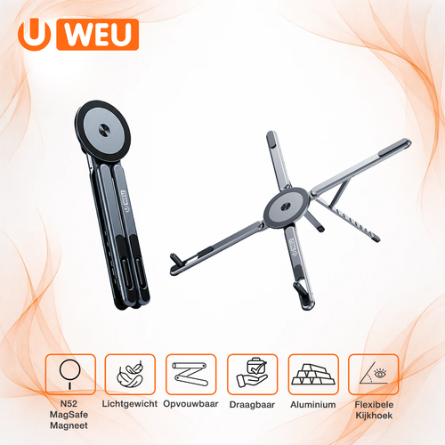 WEU® MAGFOLD 3-in-1 Magnetic Stand – Laptop & Phone Holder Adjustable 360°