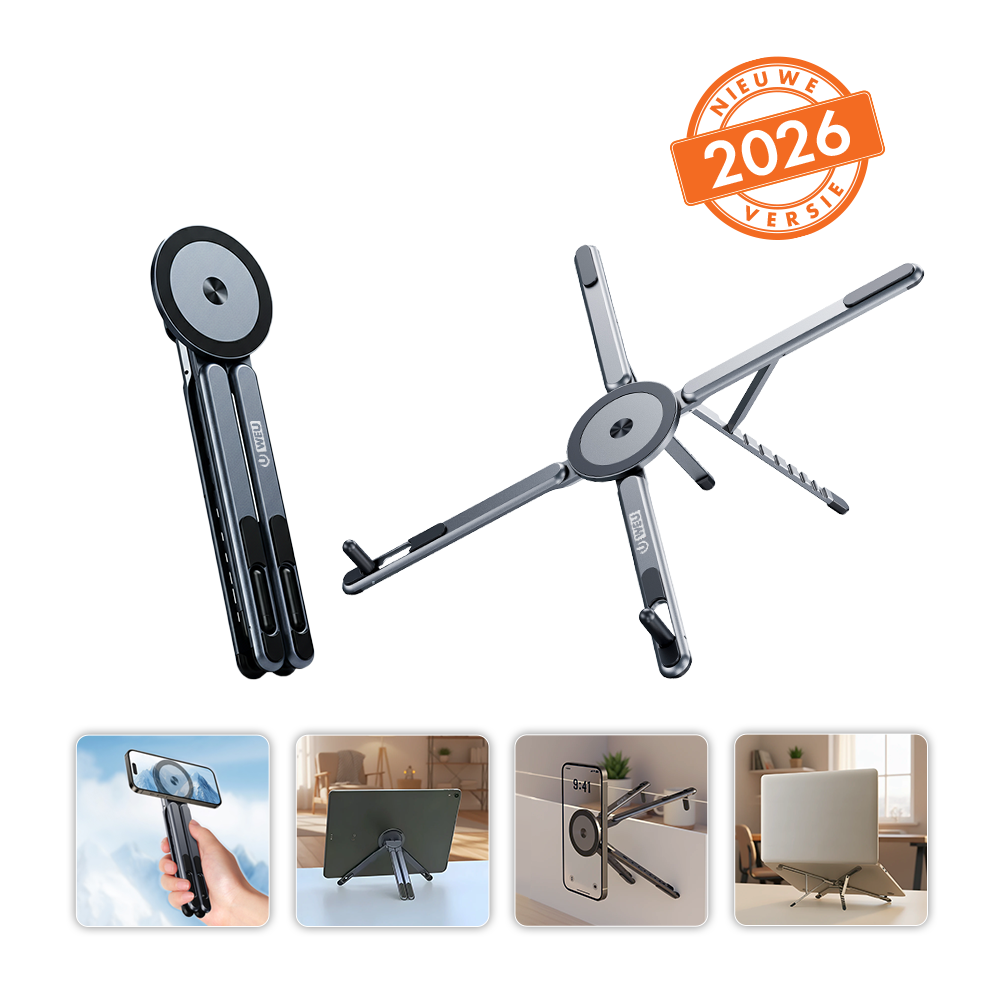WEU® MAGFOLD 3-in-1 Magnetic Stand – Laptop & Phone Holder Adjustable 360°