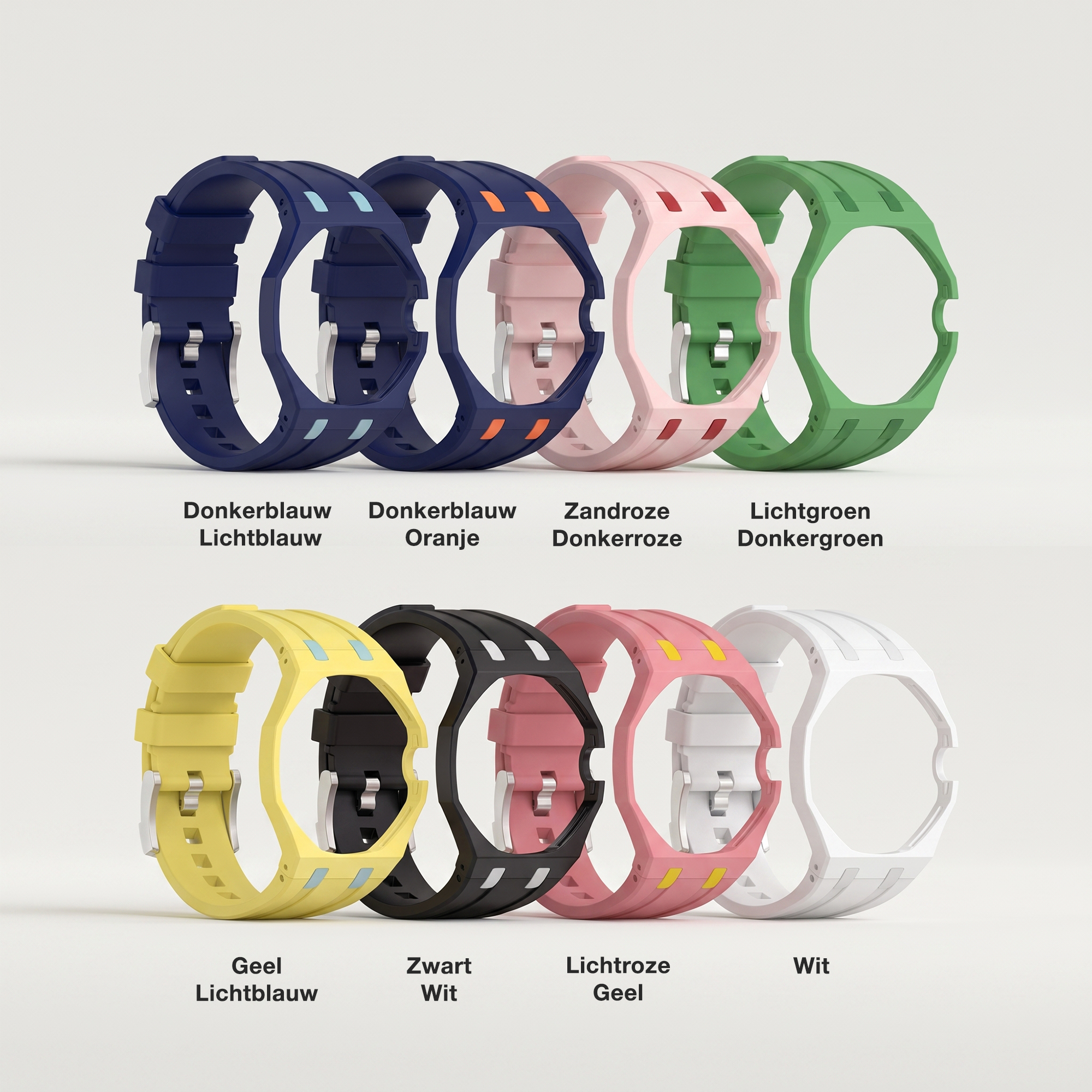 Siliconen Horlogeband met Beschermcase, geschikt voor Swatch x AP Royal Pop – Conversiekit – Kroon op 3 uur