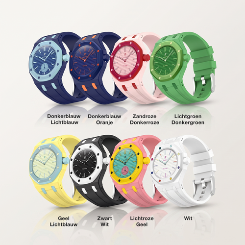 Siliconen Horlogeband met Beschermcase, geschikt voor Swatch x AP Royal Pop – Conversiekit – Kroon op 3 uur