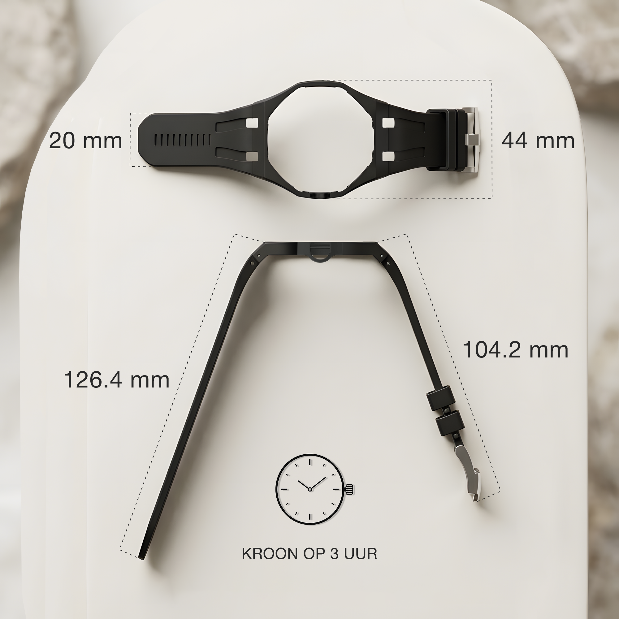 Siliconen Horlogeband met Beschermcase, geschikt voor Swatch x AP Royal Pop – Conversiekit – Kroon op 3 uur