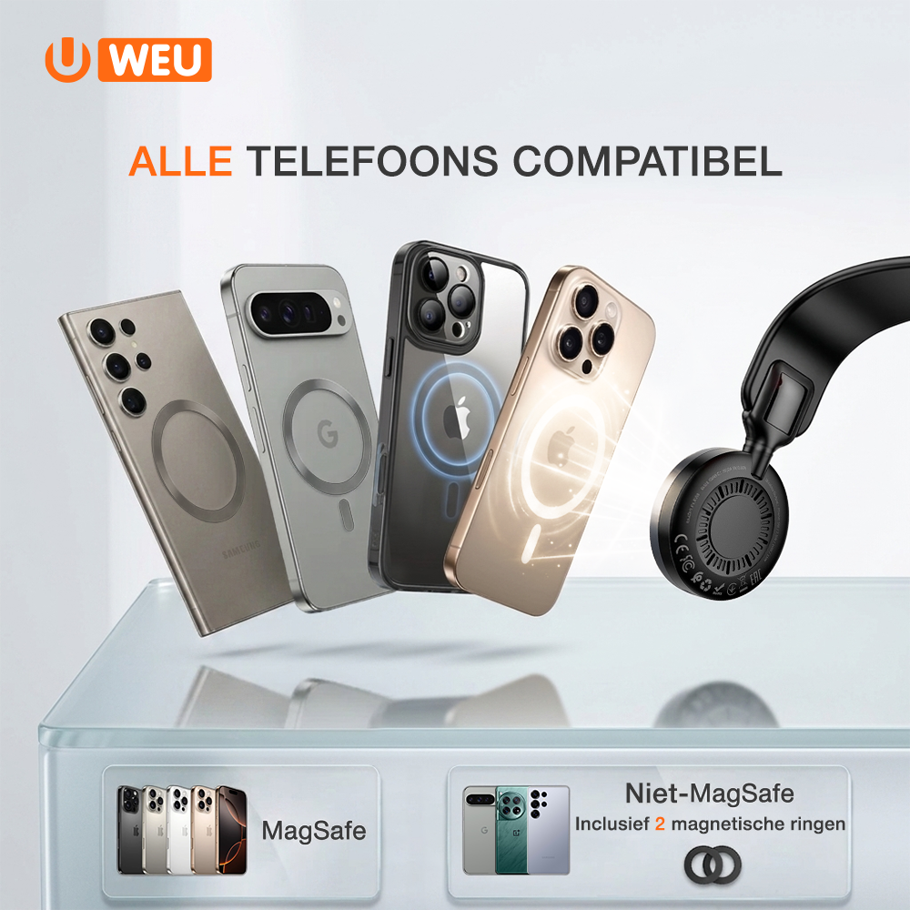 WEU® Magnetische Autohouder met Draadloos Opladen 15W – MagSafe Telefoonhouder Auto – 360° Draaibaar – Dashboard Telefoonhouder – Geschikt voor iPhone & Qi Smartphones